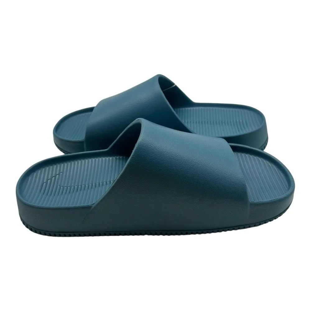 Nike Calm Slides‎ Mens Sz 12 Smokey Blue Slip On Sandals Flip Flops FD4116-005